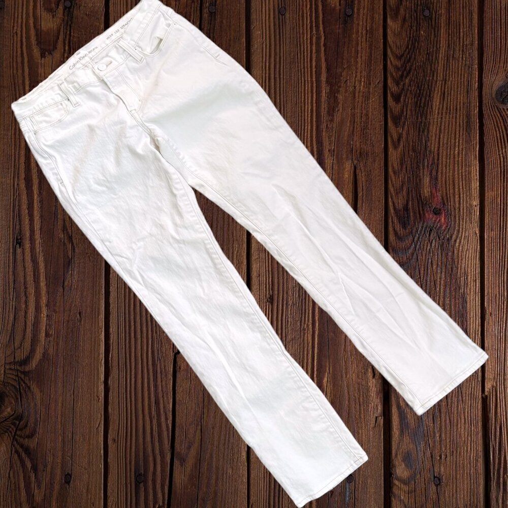 Calvin Klein White Denim Straight Leg Stretch Jeans 8 / 29